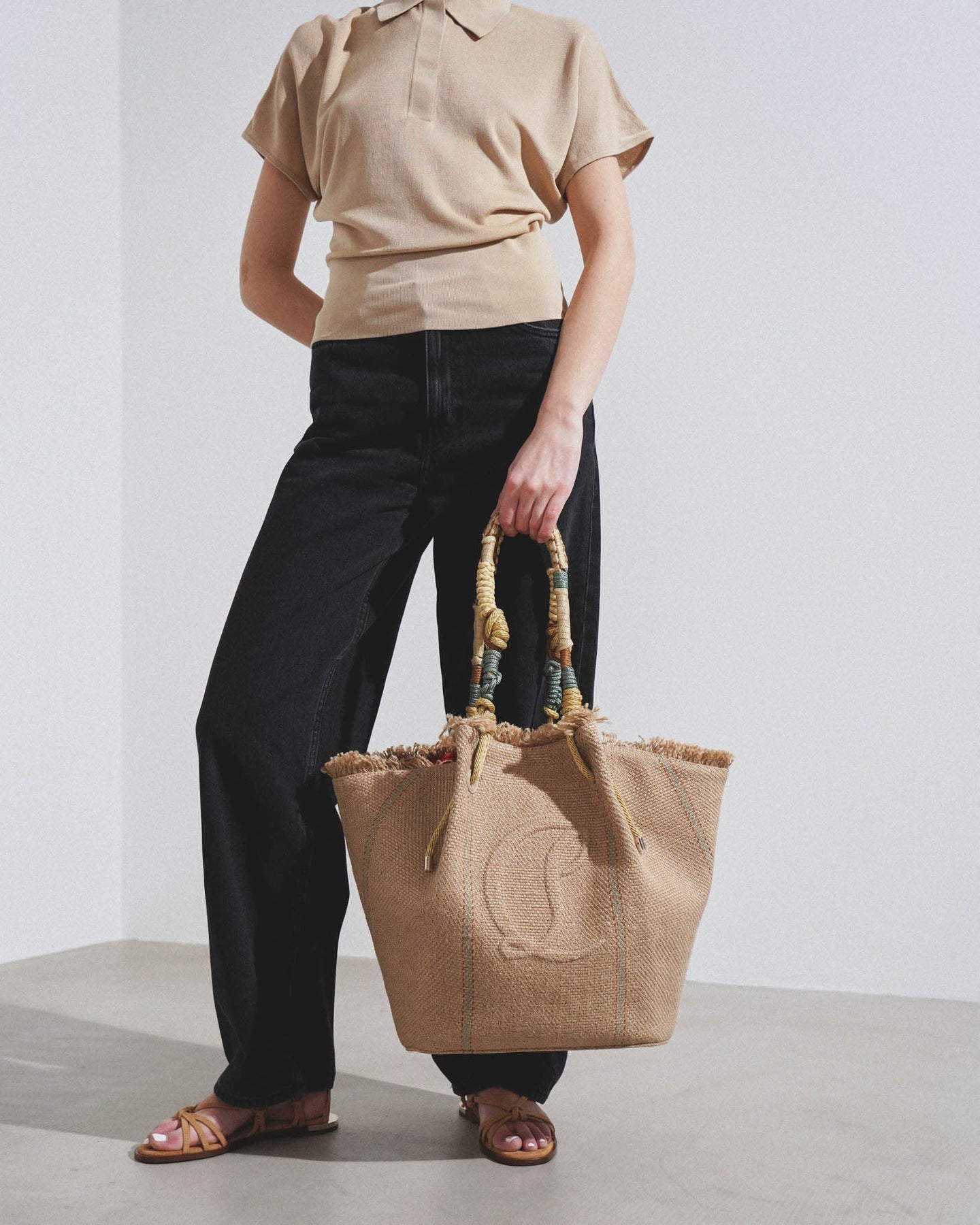 Shop Christian Louboutin By My Side Beige Shopper Bag