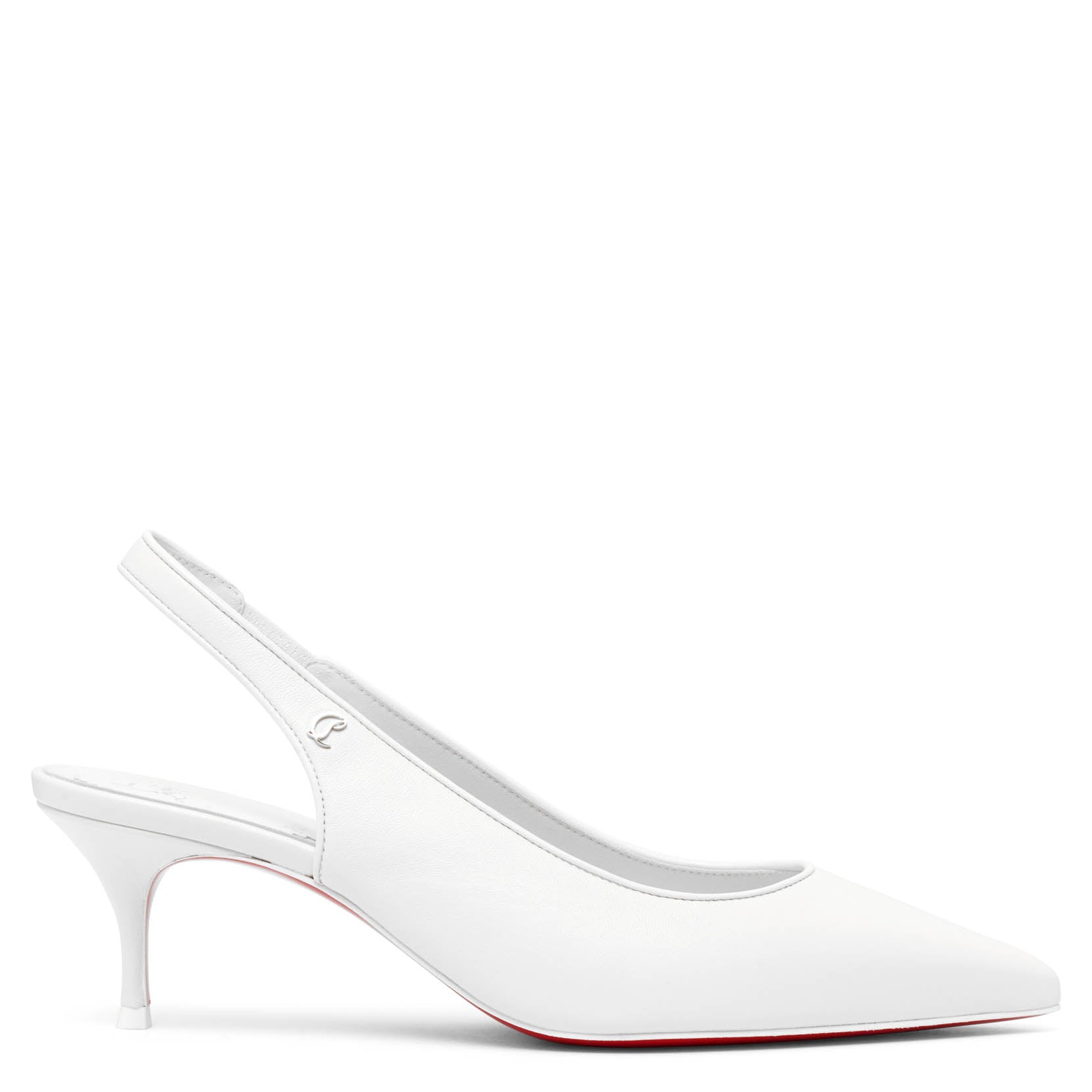 Shop Christian Louboutin Sporty Kate 55 White Leather Slingbacks