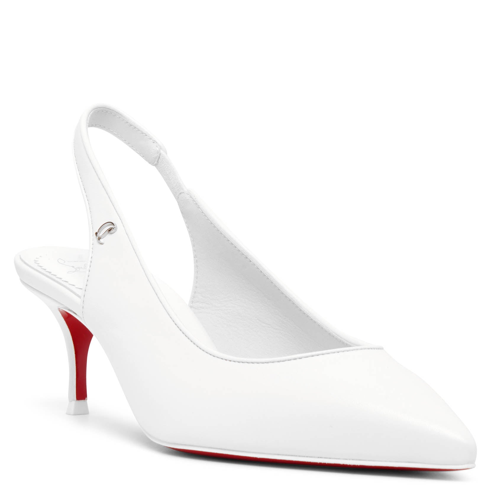 Shop Christian Louboutin Sporty Kate 55 White Slingbacks