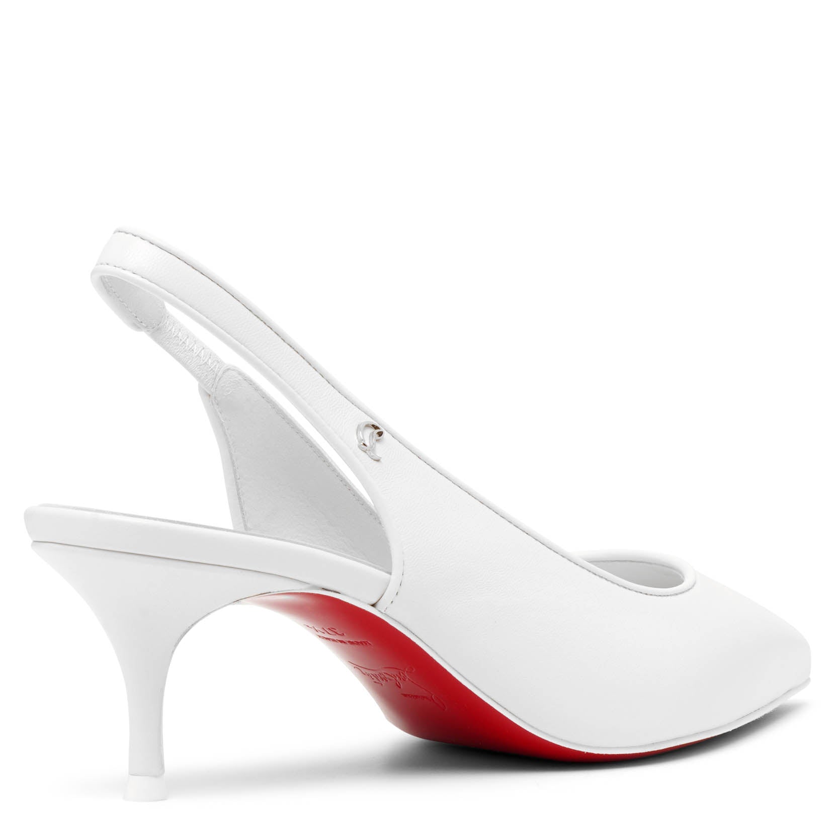 Shop Christian Louboutin Sporty Kate 55 White Leather Slingbacks