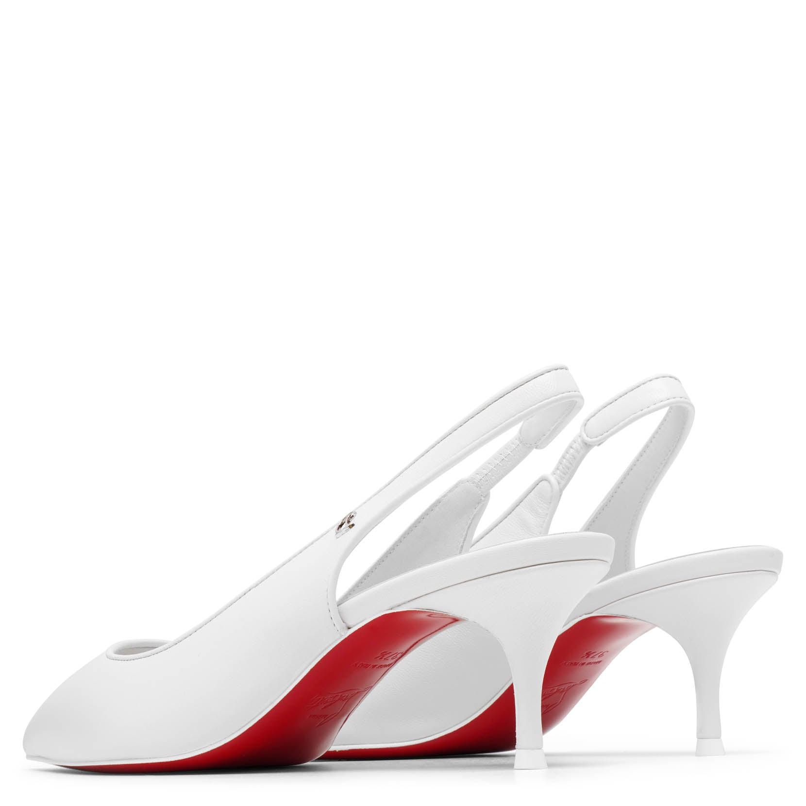 Shop Christian Louboutin Sporty Kate 55 White Leather Slingbacks