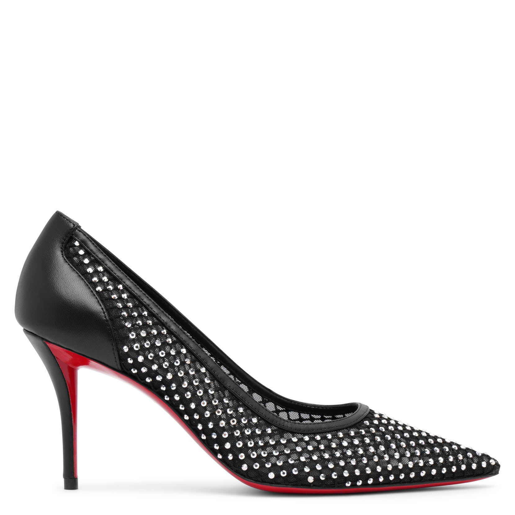 Shop Christian Louboutin Apostropha 80 Black Mesh Pumps