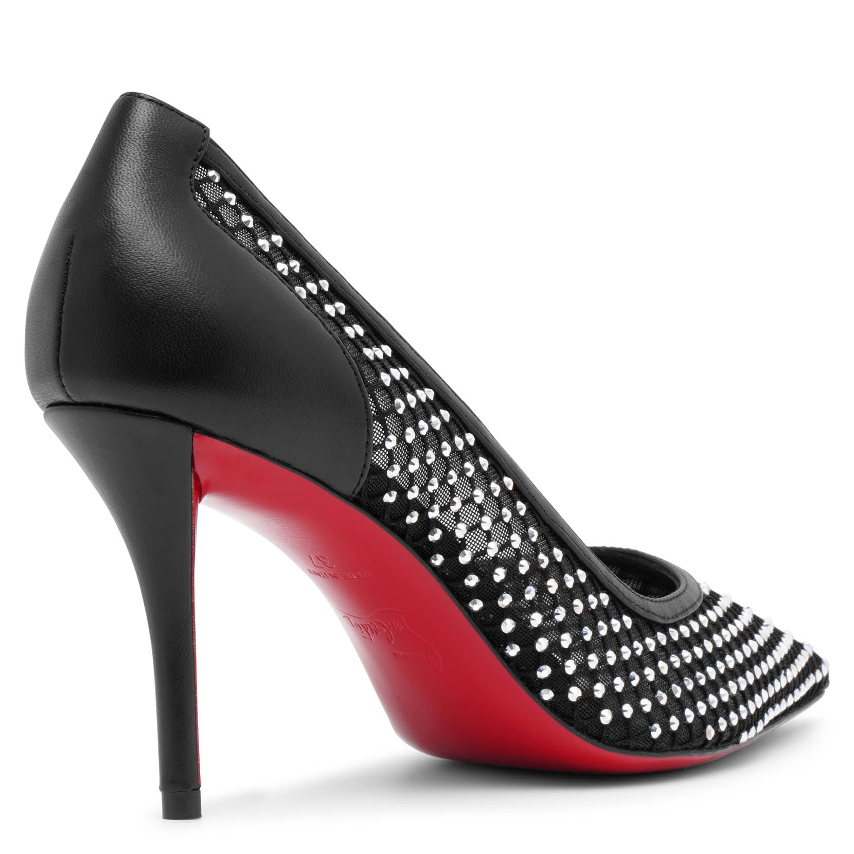 Shop Christian Louboutin Apostropha 80 Black Mesh Pumps