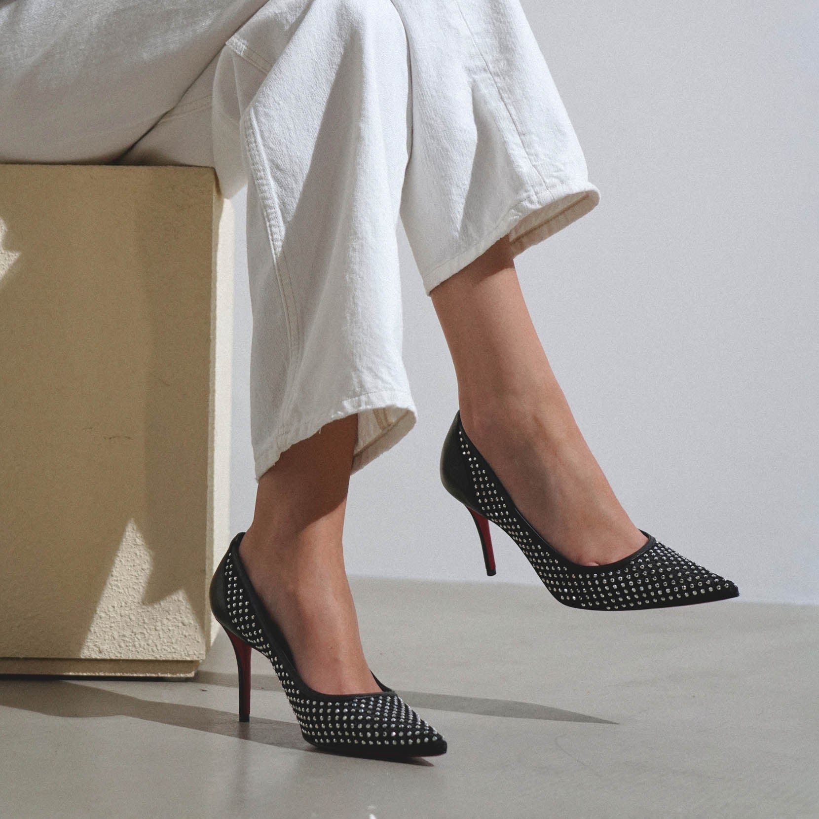 Christian Louboutin | Apostropha 80 black mesh pumps | Savannahs