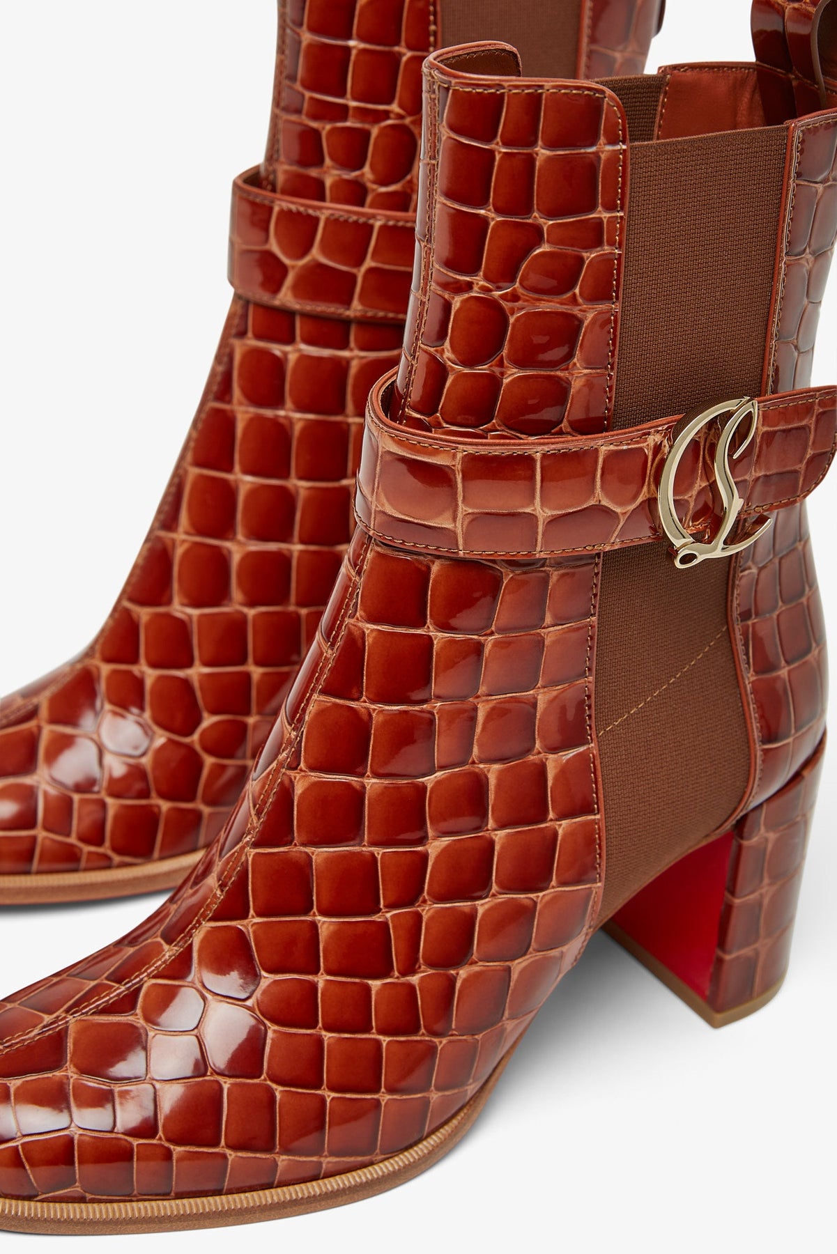 Shop Christian Louboutin Cl Chelsea 70 Brown Calf Ali Boots