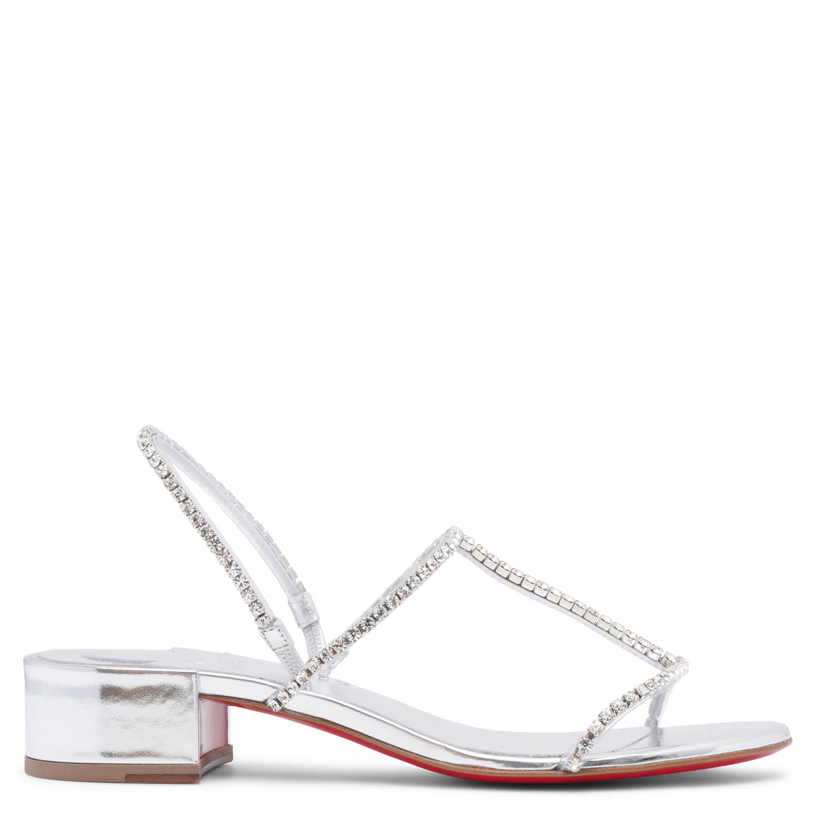 Shop Christian Louboutin Simple Queenie 25 Silver Sandals