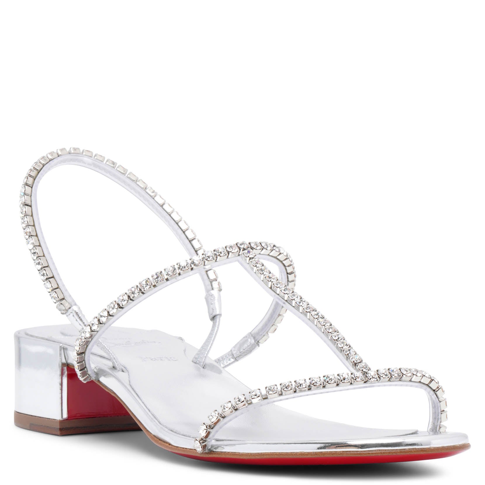 Shop Christian Louboutin Simple Queenie 25 Silver Sandals