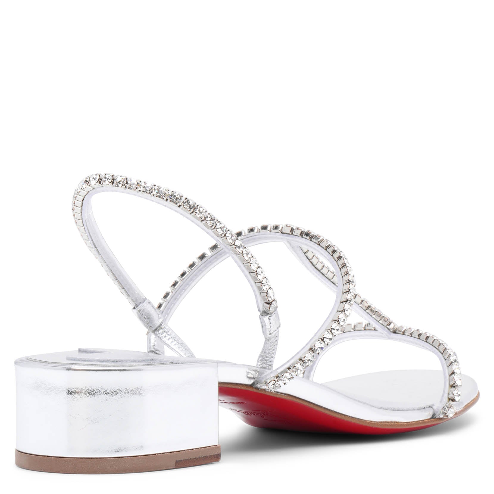 Shop Christian Louboutin Simple Queenie 25 Silver Sandals