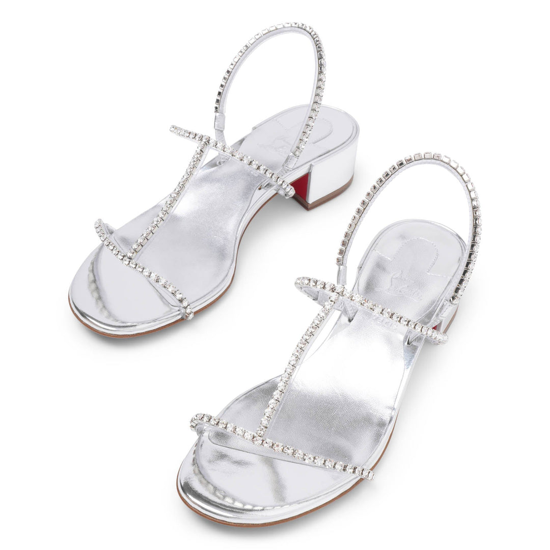 ルブタン Simple Queenie 25mm シルバーストラス レザーサンダル Christian Louboutin | Simple Queenie 25 silver sandals