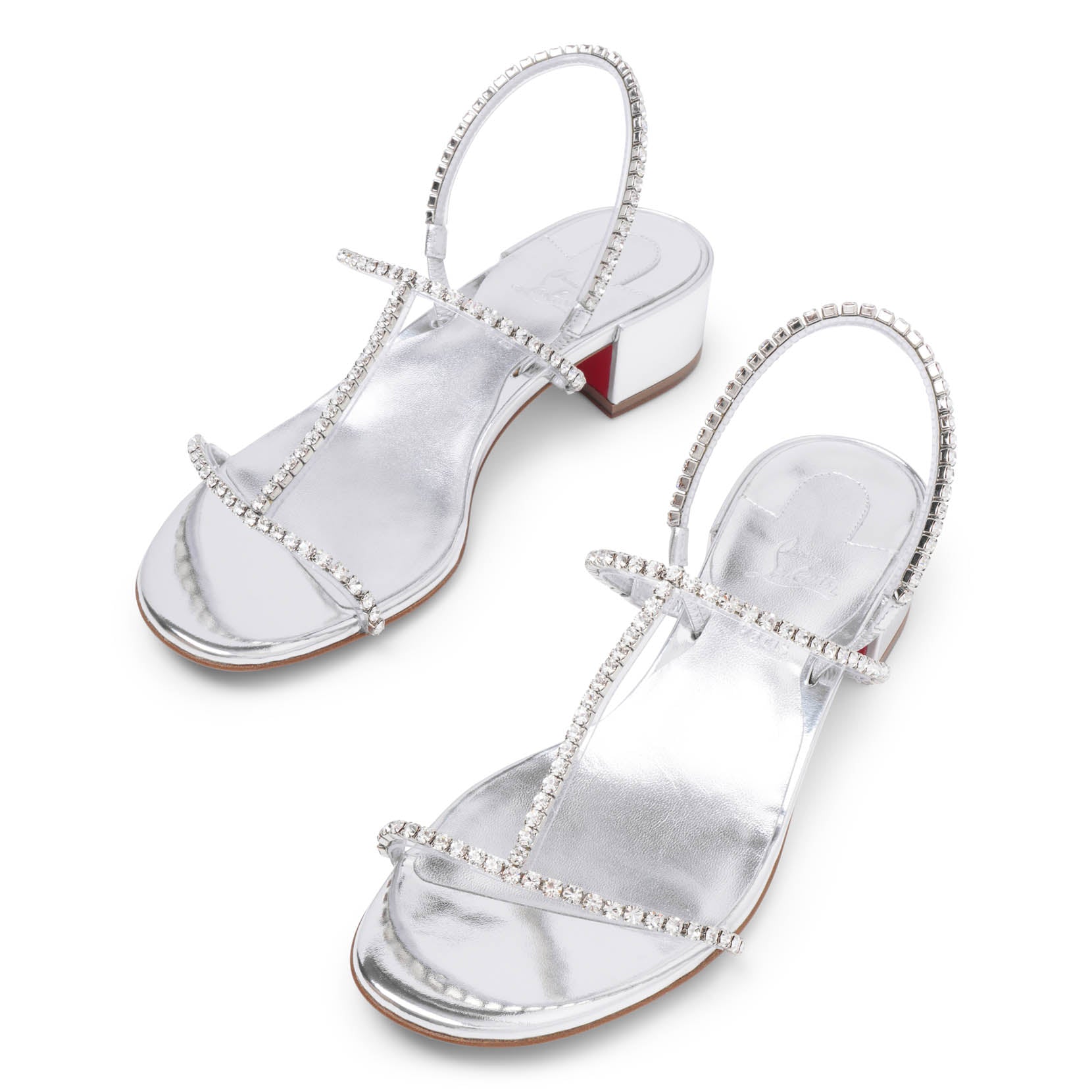 Shop Christian Louboutin Simple Queenie 25 Silver Sandals