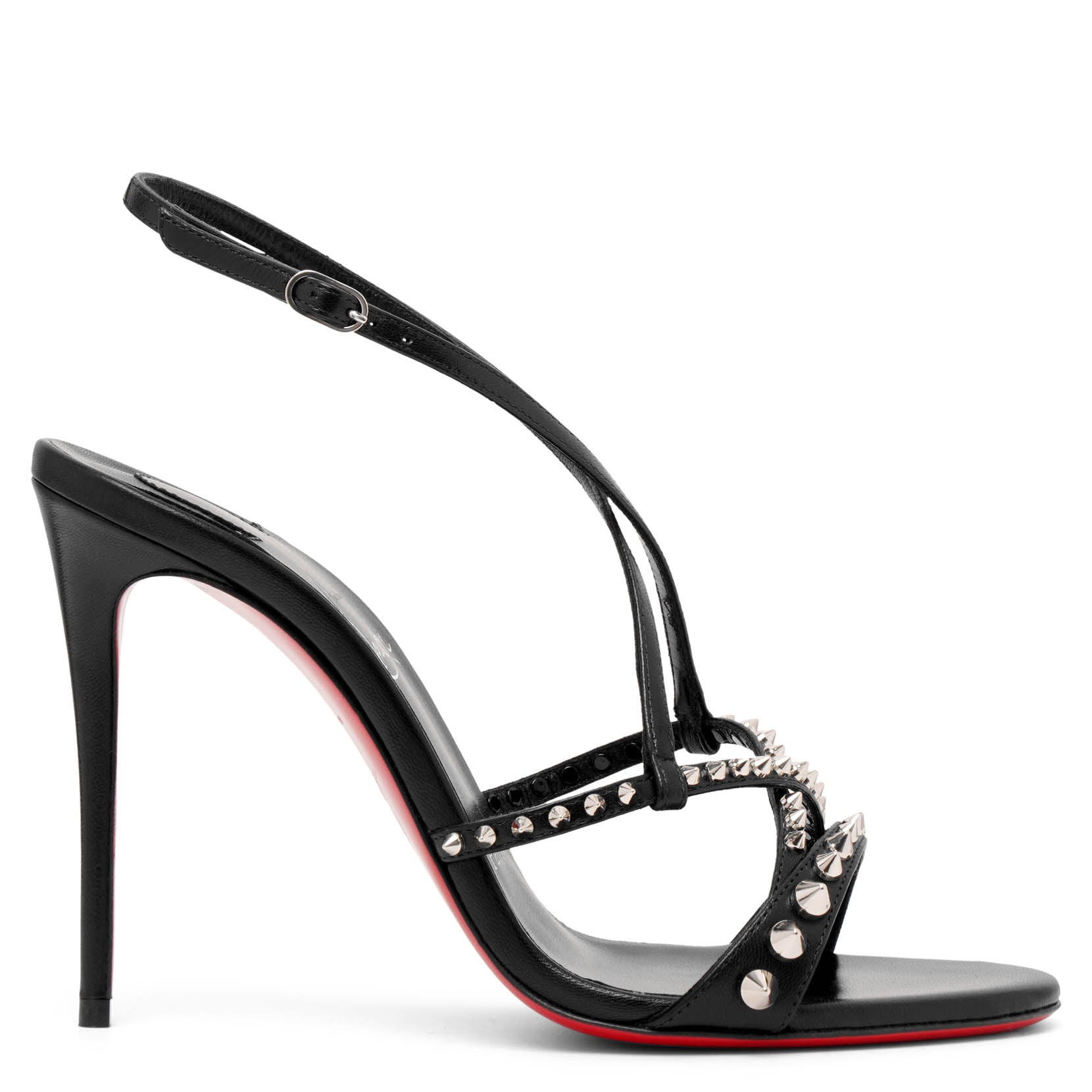 Shop Christian Louboutin Tatooshka 100 Black Spikes Sandals