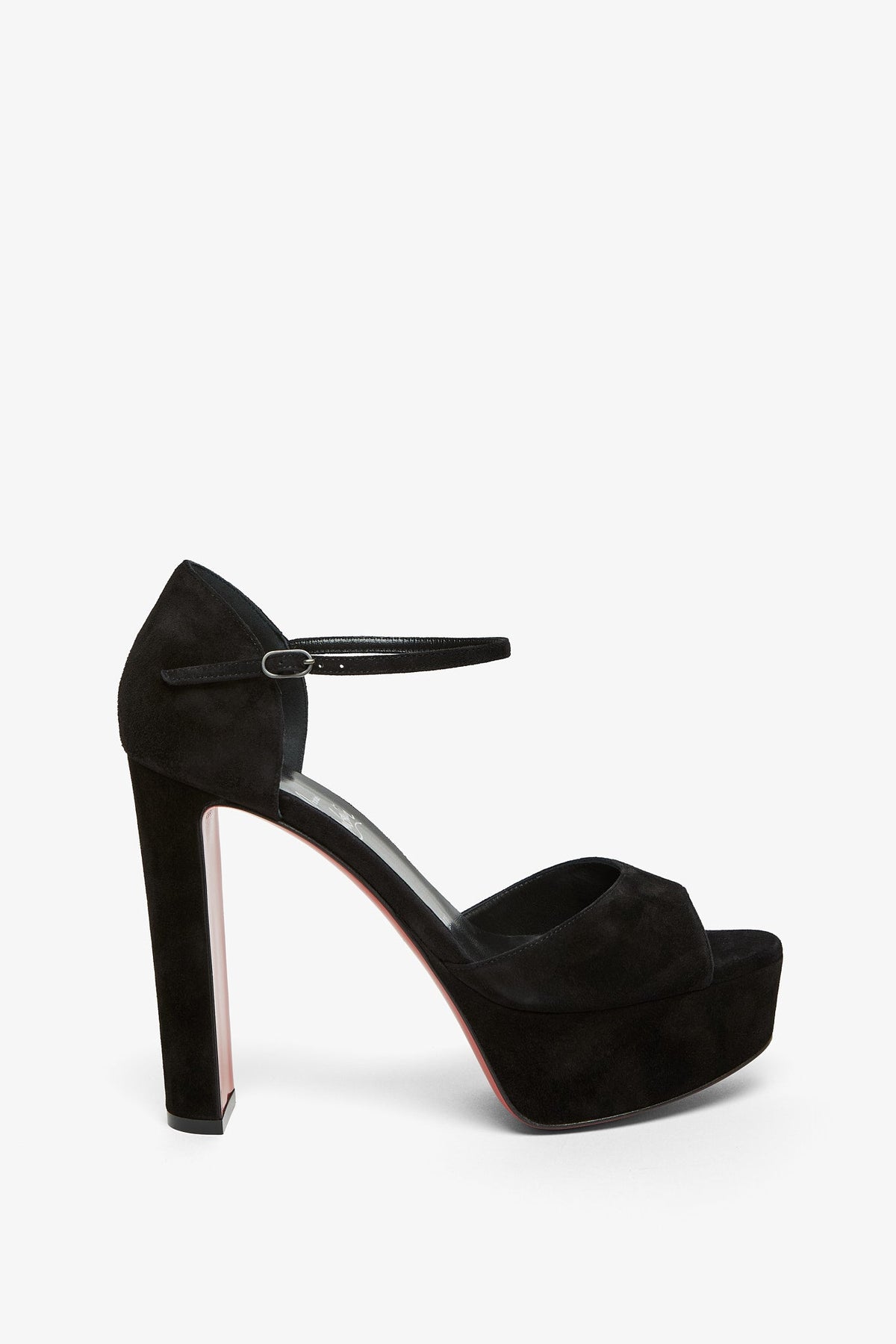 Shop Christian Louboutin Sandaloo 130 Black Suede Platform Sandals