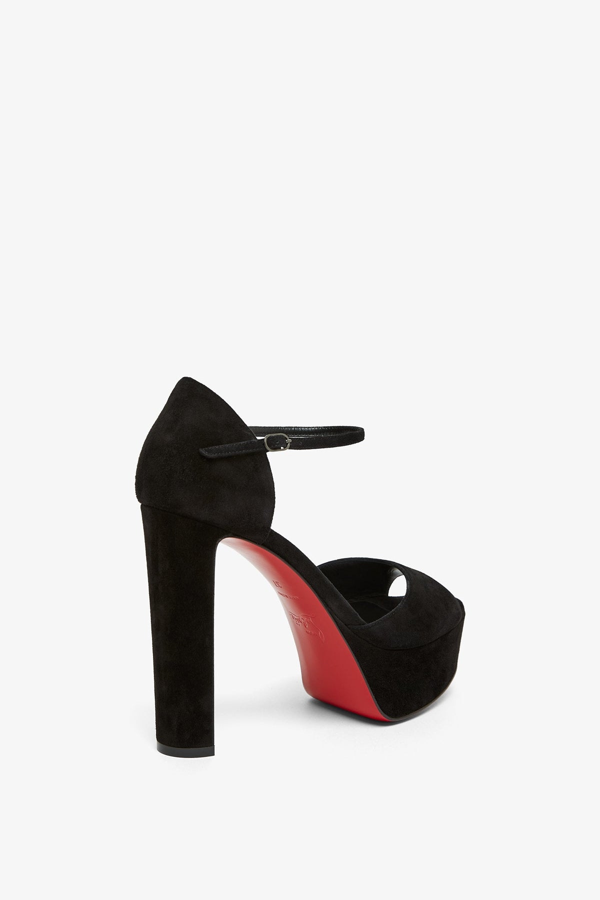 Shop Christian Louboutin Sandaloo 130 Black Suede Platform Sandals