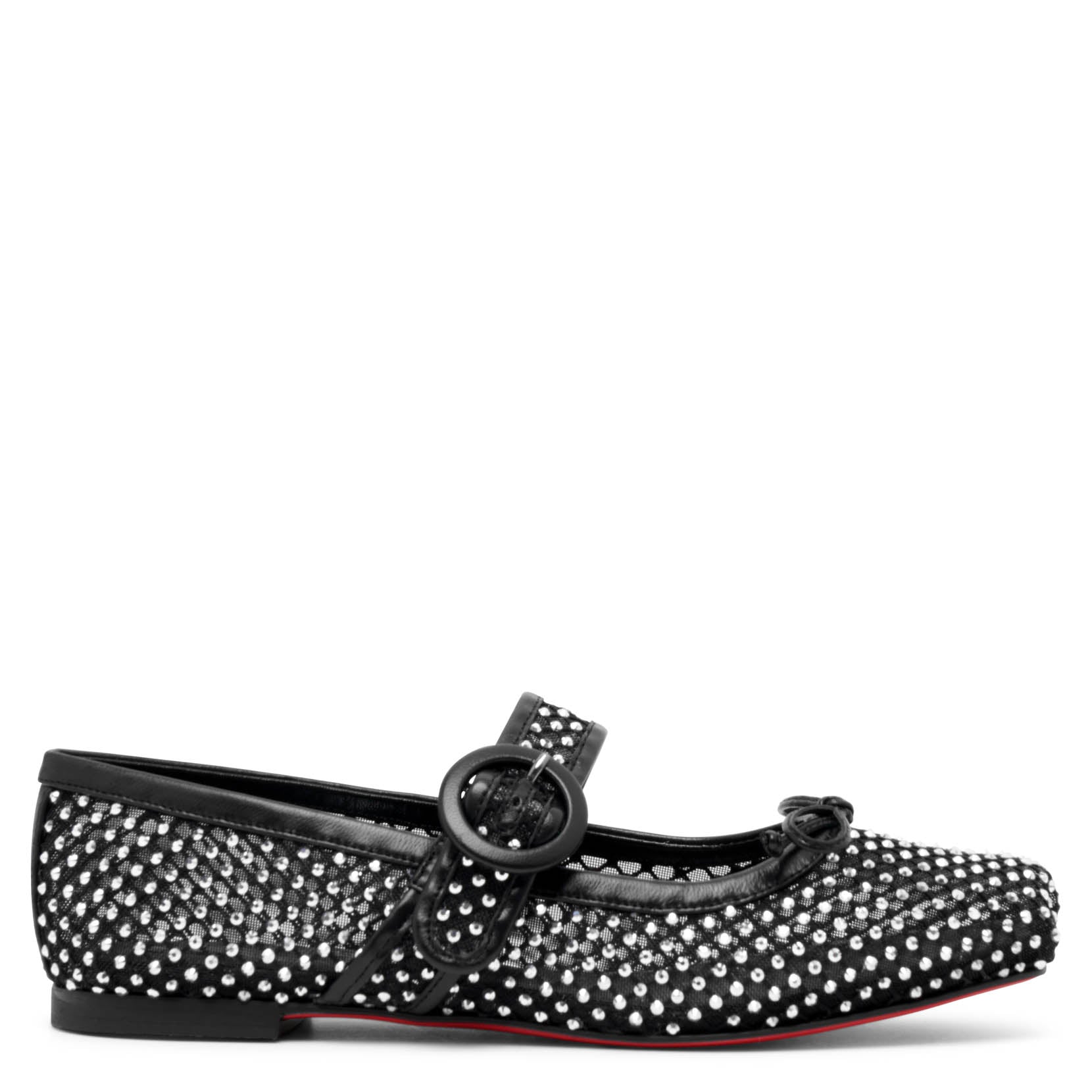 Shop Christian Louboutin Mamastrapitina Black Mesh Ballerinas