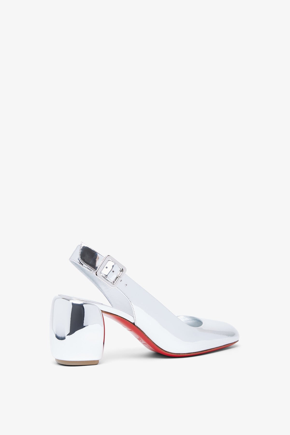 Shop Christian Louboutin Minny 70 Sliver Slingbacks