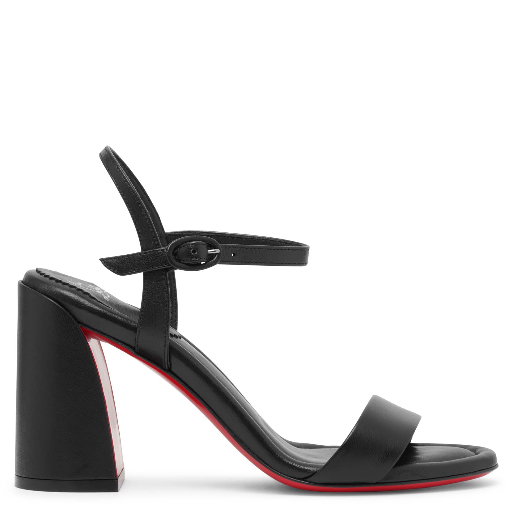 Shop Christian Louboutin Miss Jane 85 Black Leather Sandals