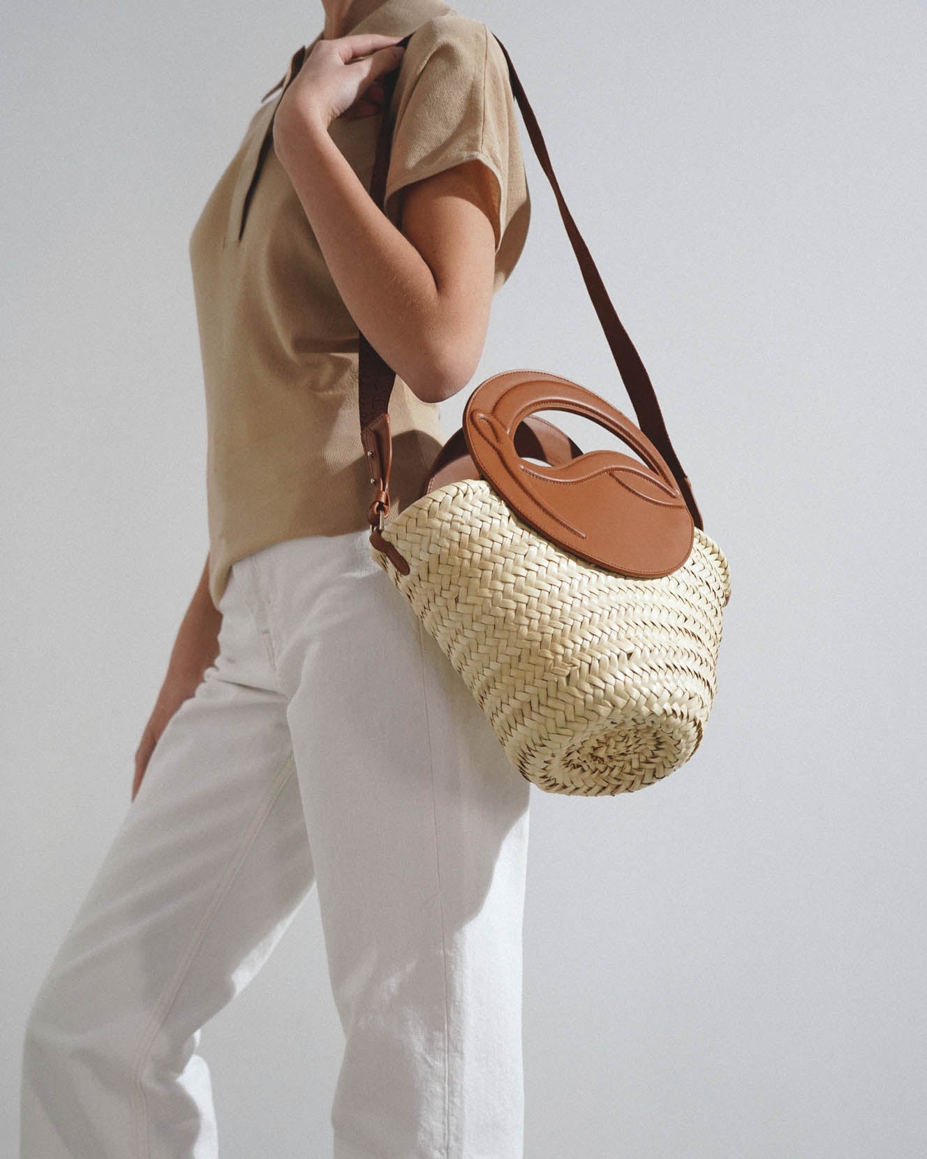 Shop Christian Louboutin Biloumoon Small Brown Raffia Bag