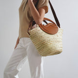 Biloumoon medium brown raffia bag