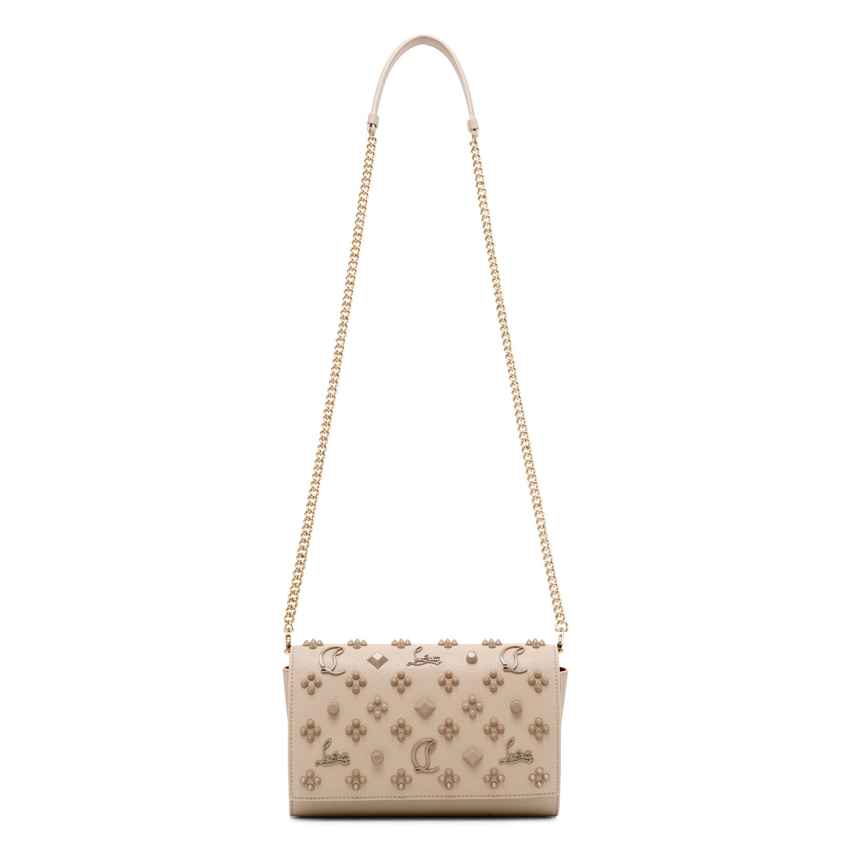 Shop Christian Louboutin Paloma Beige Leather Clutch