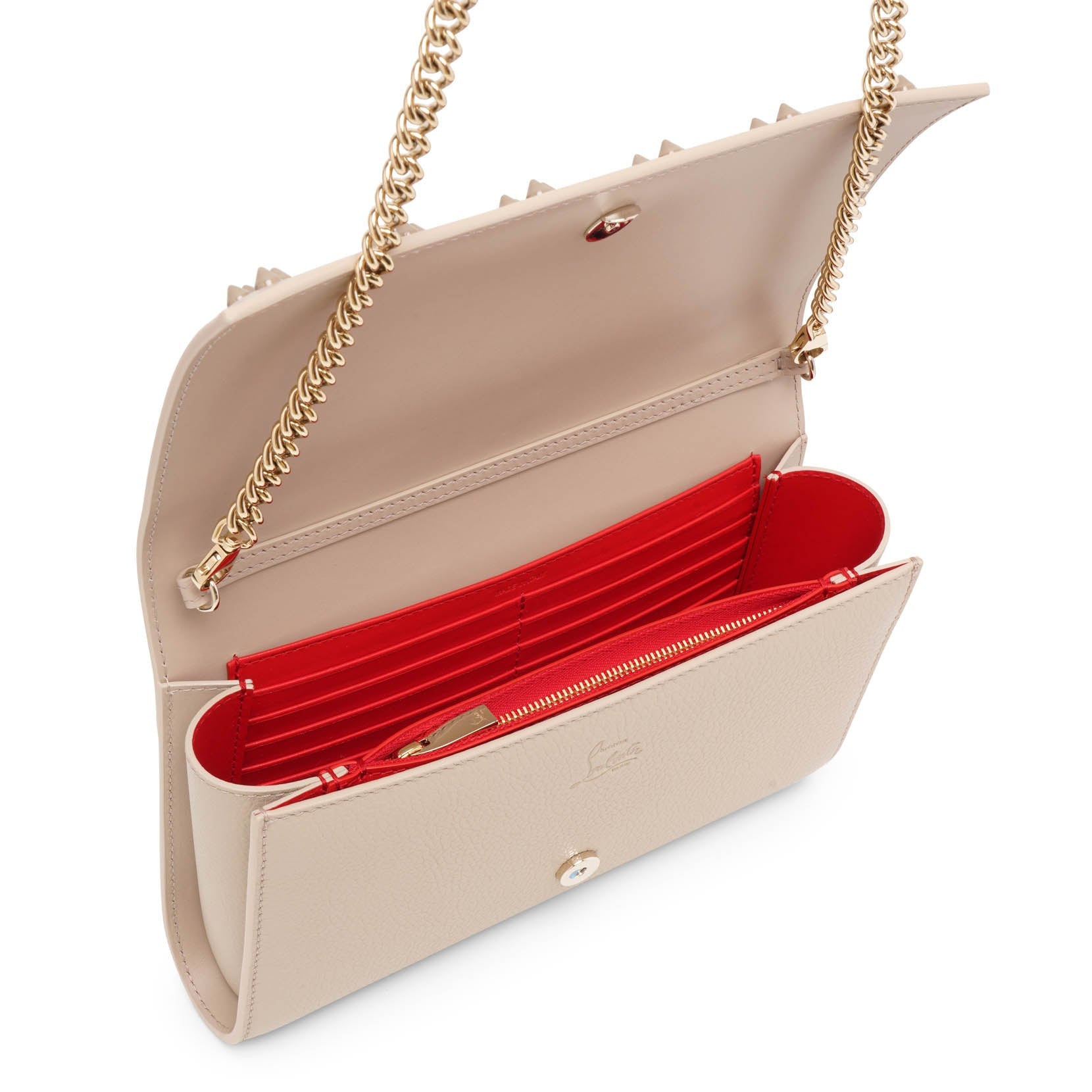 Shop Christian Louboutin Paloma Beige Leather Clutch