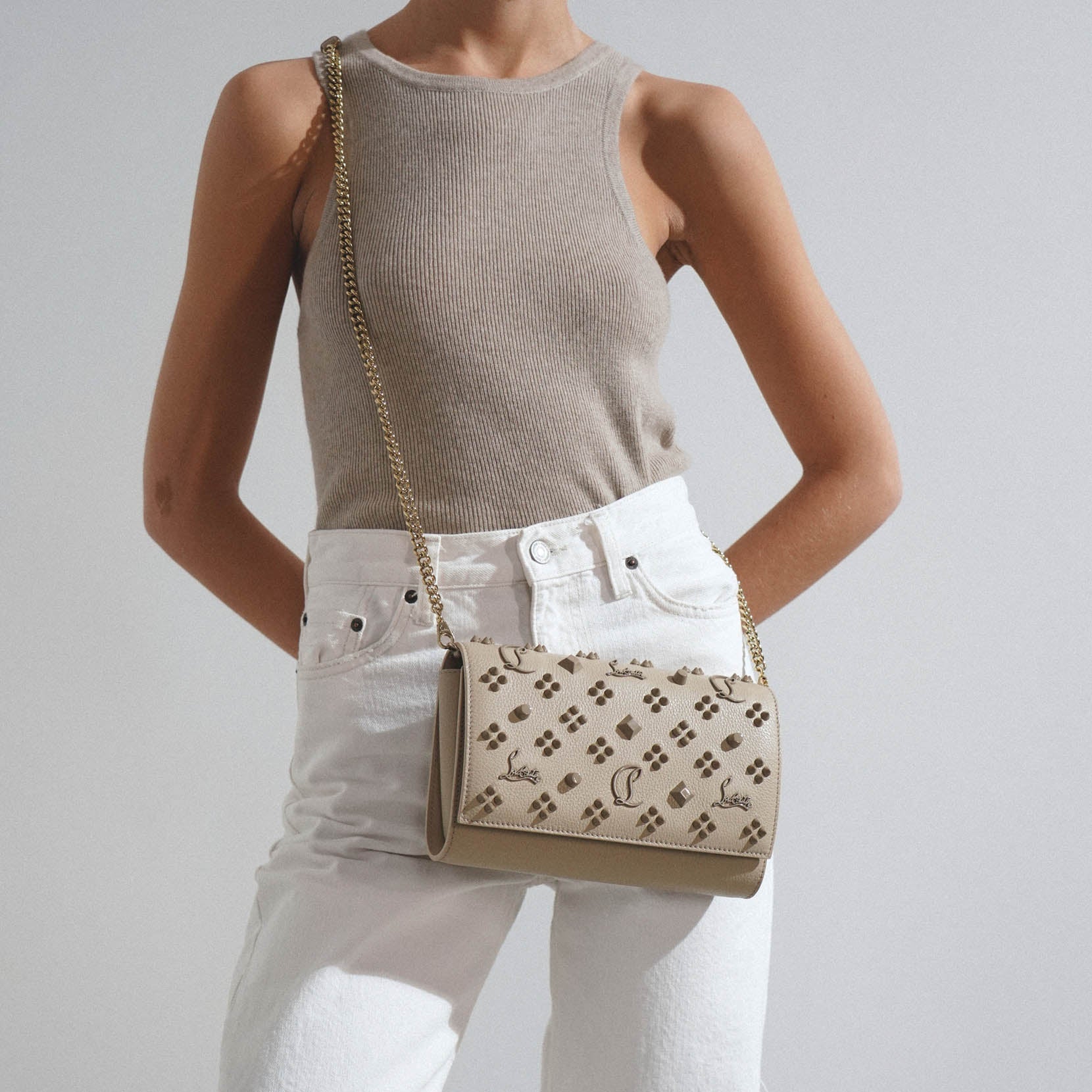 Christian Louboutin | Paloma beige leather clutch | Savannahs