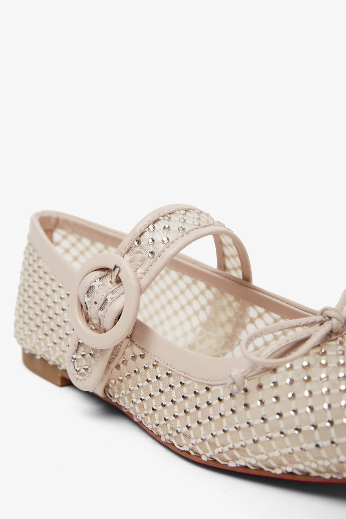 CHRISTIAN LOUBOUTIN MAMASTRAPITINA BEIGE CRYSTAL BALLERINAS 