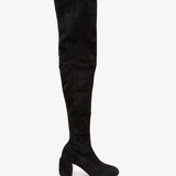 Minny 70 black suede over knee boots