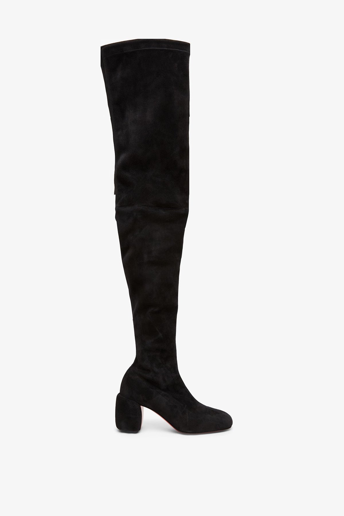 Shop Christian Louboutin Minny 70 Black Suede Over Knee Boots