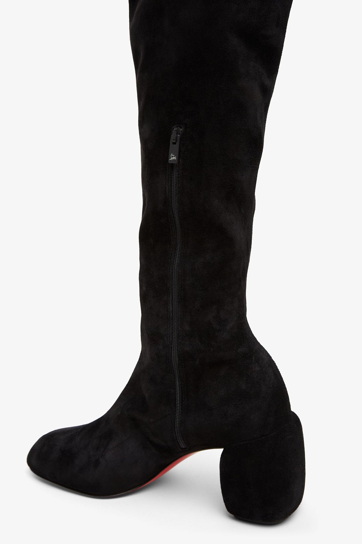 Shop Christian Louboutin Minny 70 Black Suede Over Knee Boots