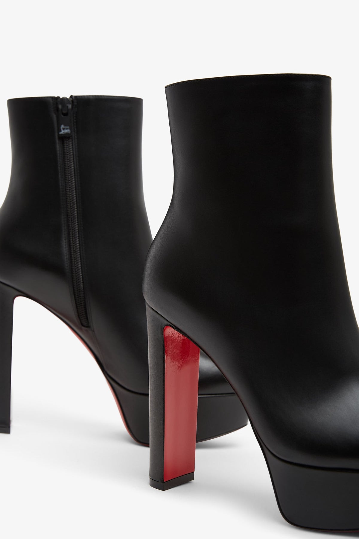 Shop Christian Louboutin Loo 130 Black Leather Platform Boots