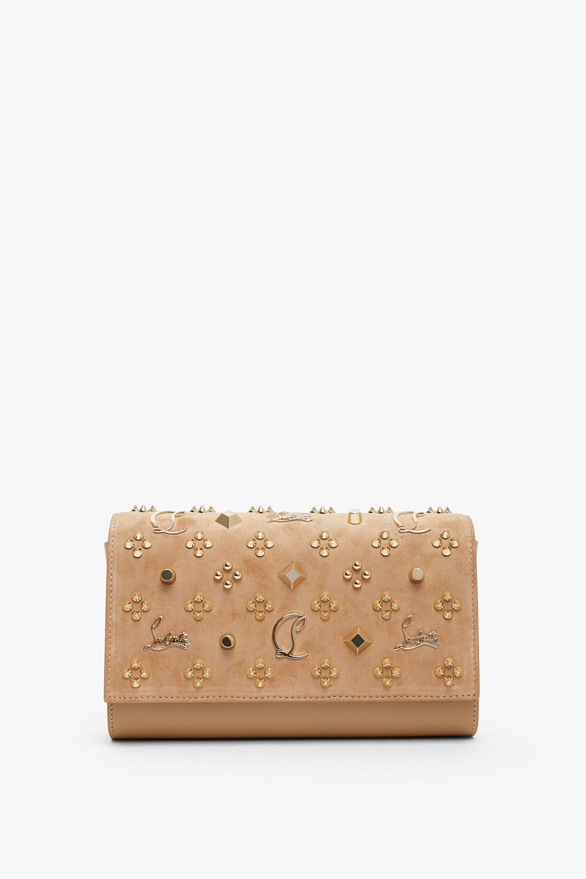 Shop Christian Louboutin Paloma Beige Suede Clutch