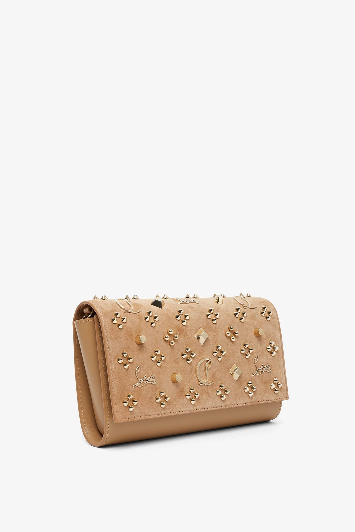 Shop Christian Louboutin Paloma Beige Suede Clutch