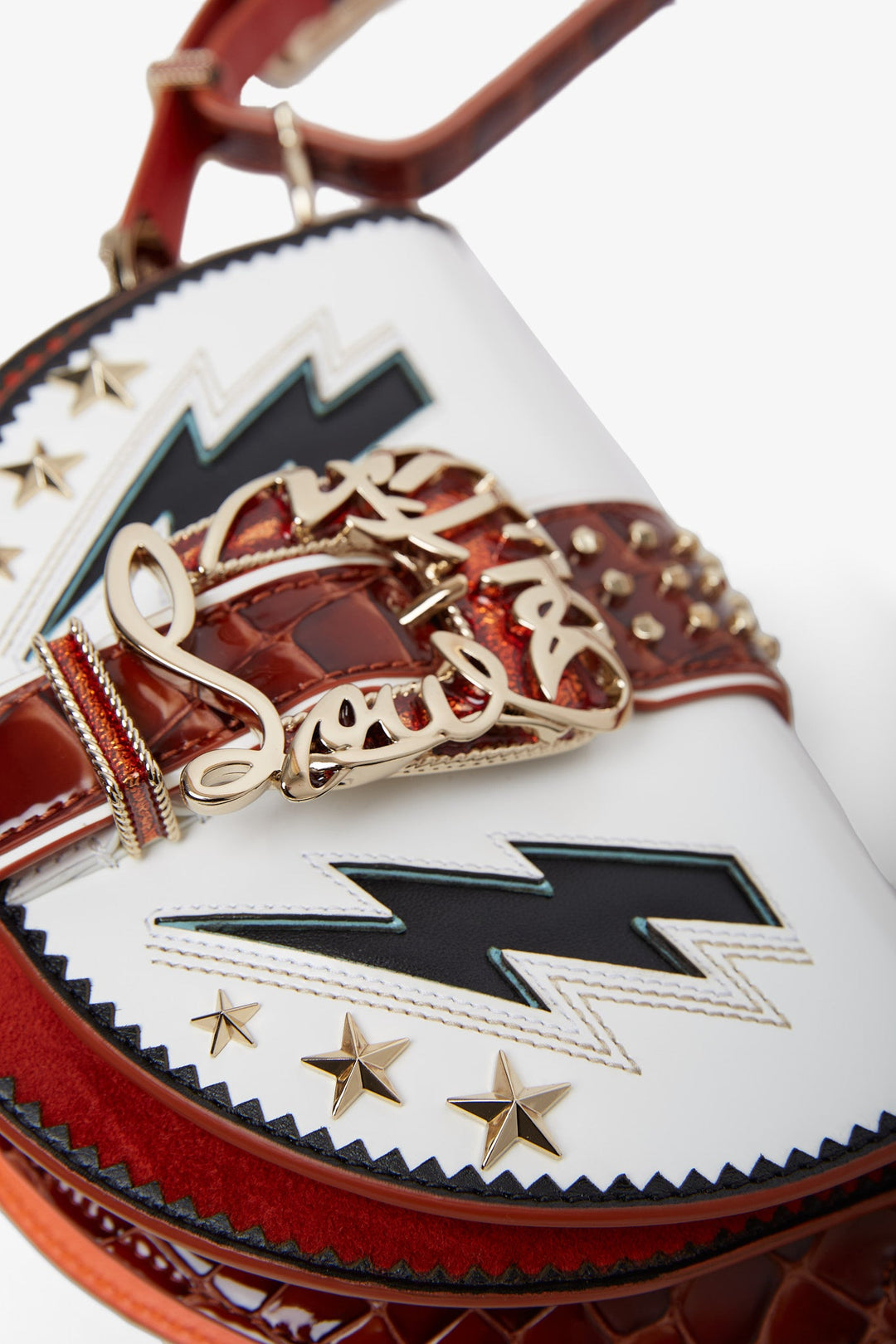 関税送料込♡Christian Louboutin ラメ GIDDYバッグ Christian Louboutin Giddy Paloma Buckle Spike Leather Clutch