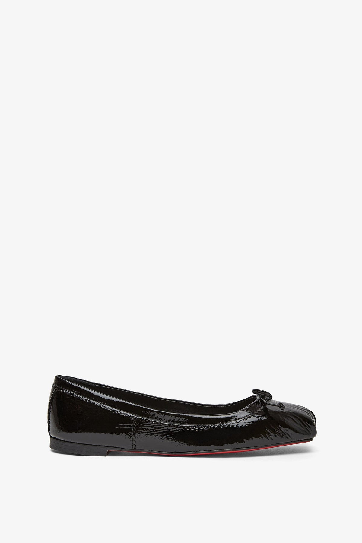 Christian Louboutin Mamadrague Napa Bow Red Sole Ballerina Flats In Marine