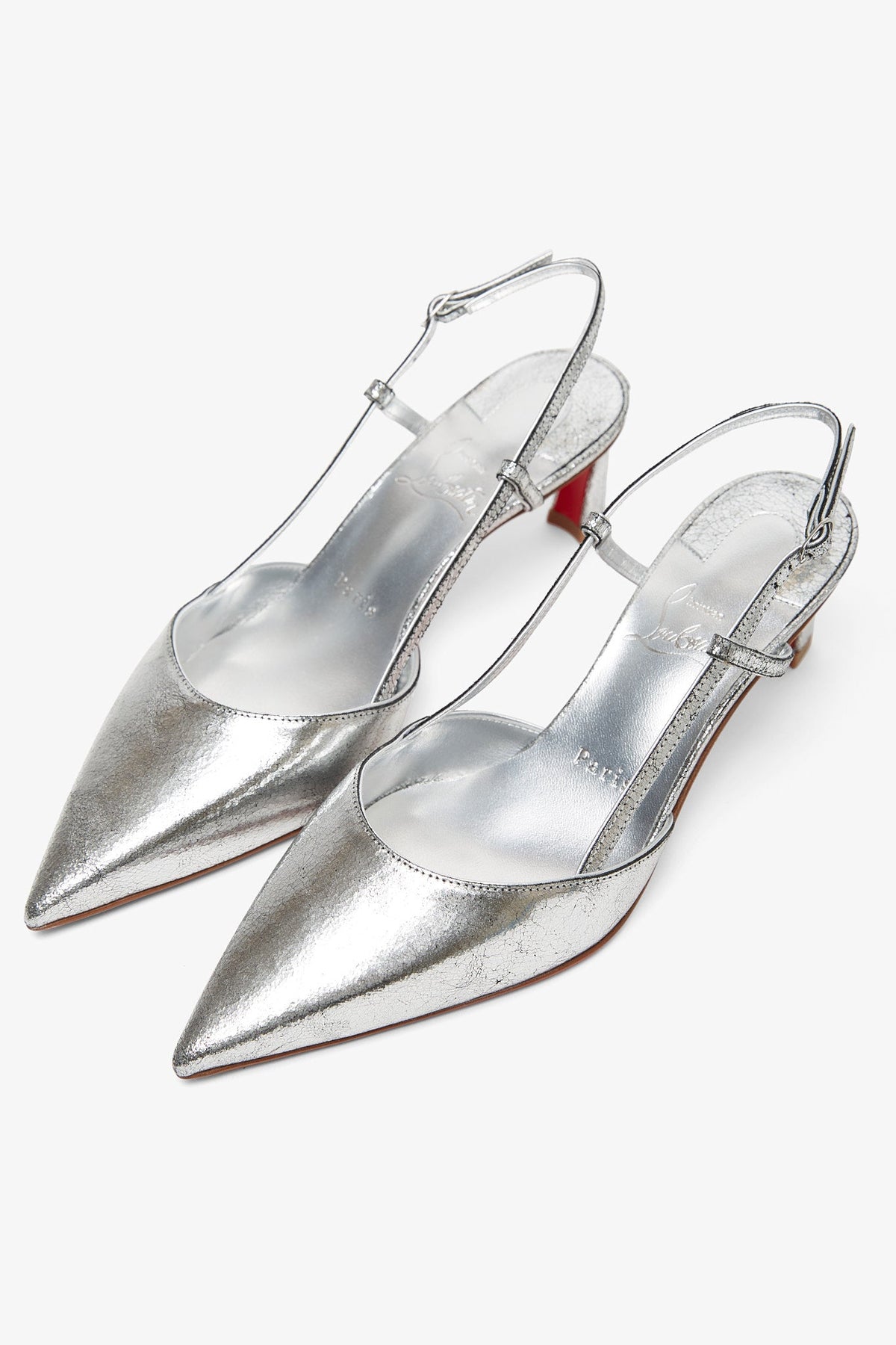 CHRISTIAN LOUBOUTIN CONDOROLINE 55 SILVER PUMPS