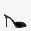Black high-heeled shoe on a white background