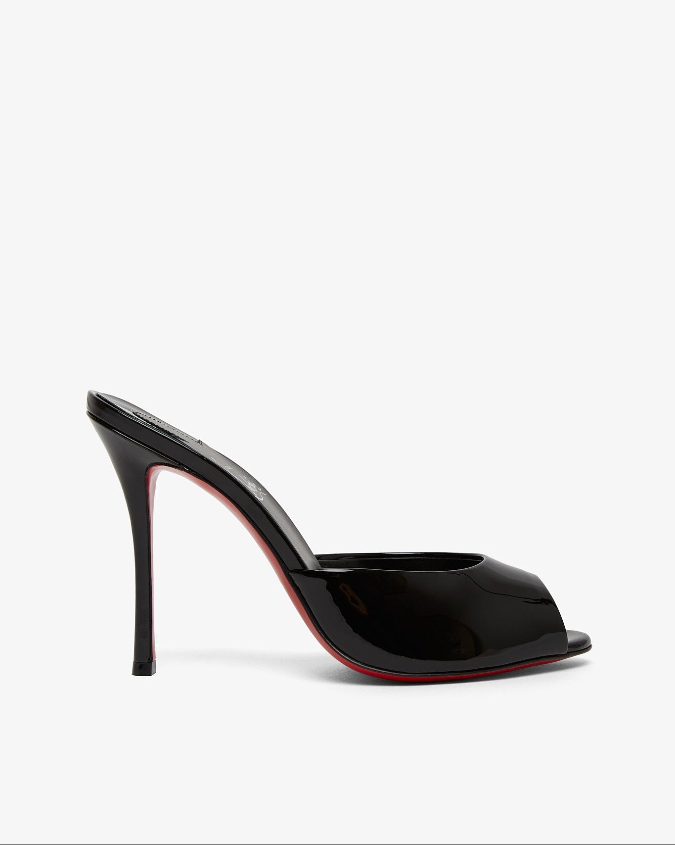 Black high-heeled shoe on a white background