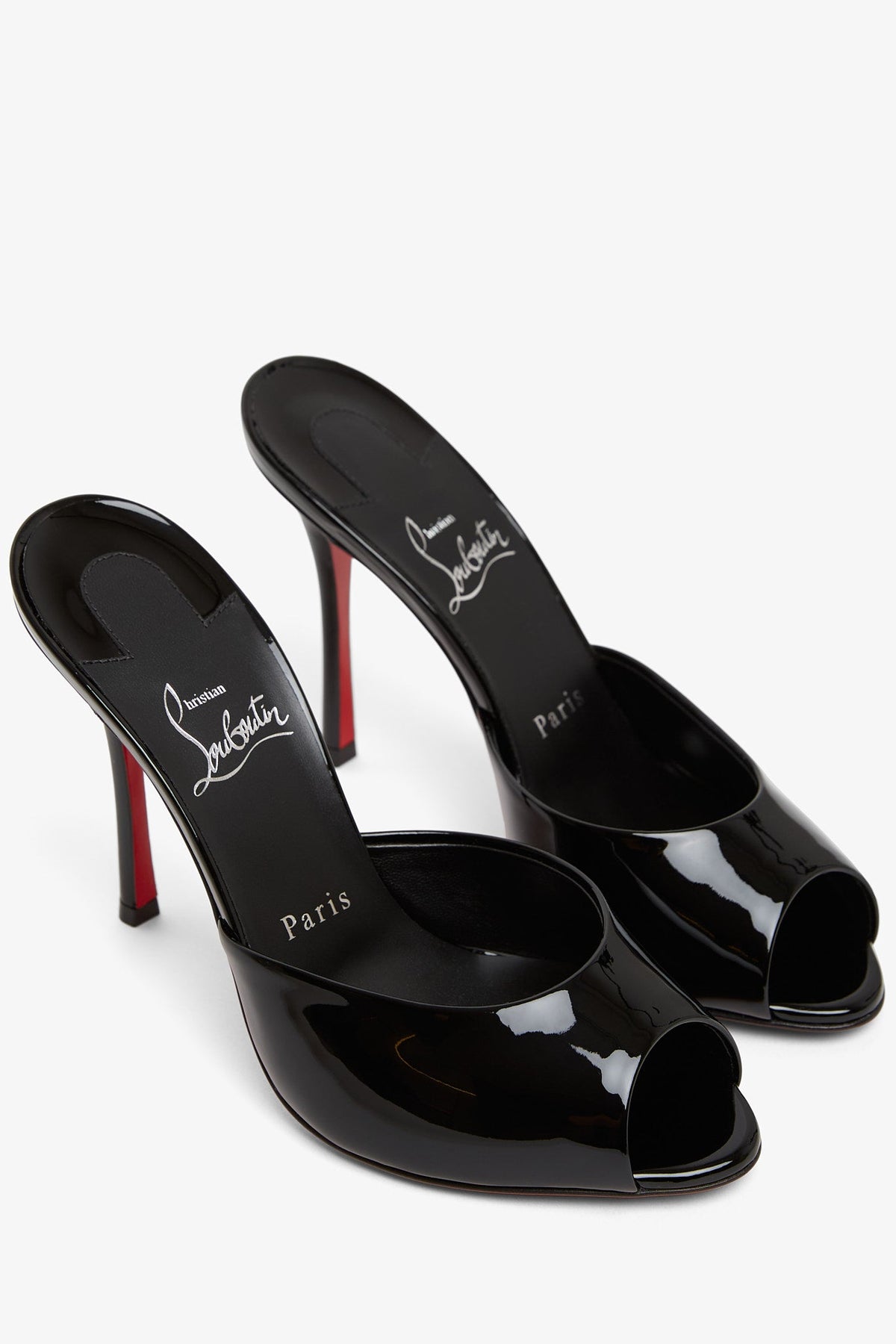 Shop Christian Louboutin Me Dolly 100 Black Patent Mules