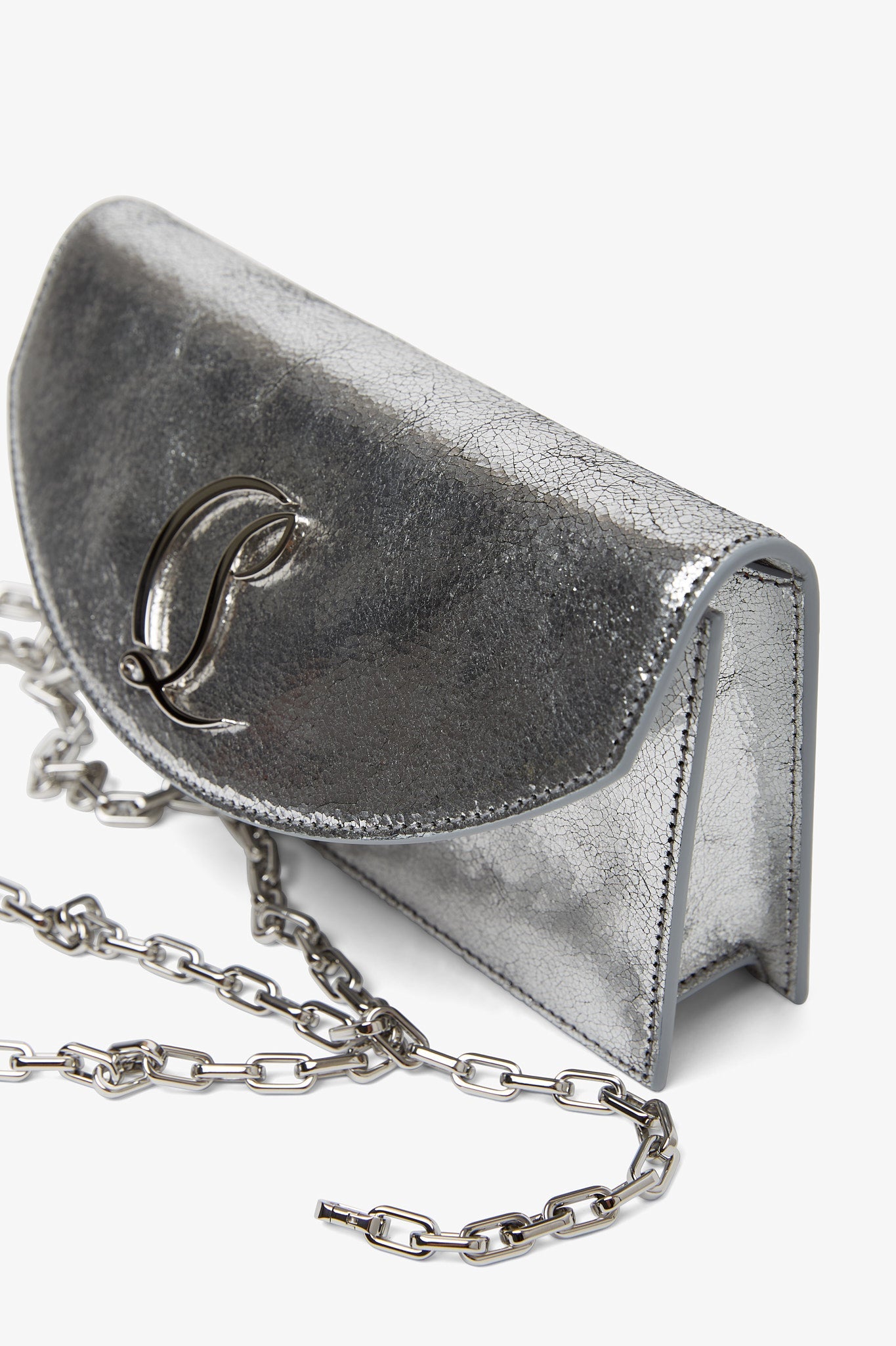 Christian Louboutinシルバーラメビジュー パーティーバッグ Maykimay - Clutch - Mesh and strass - Silver - Christian Louboutin