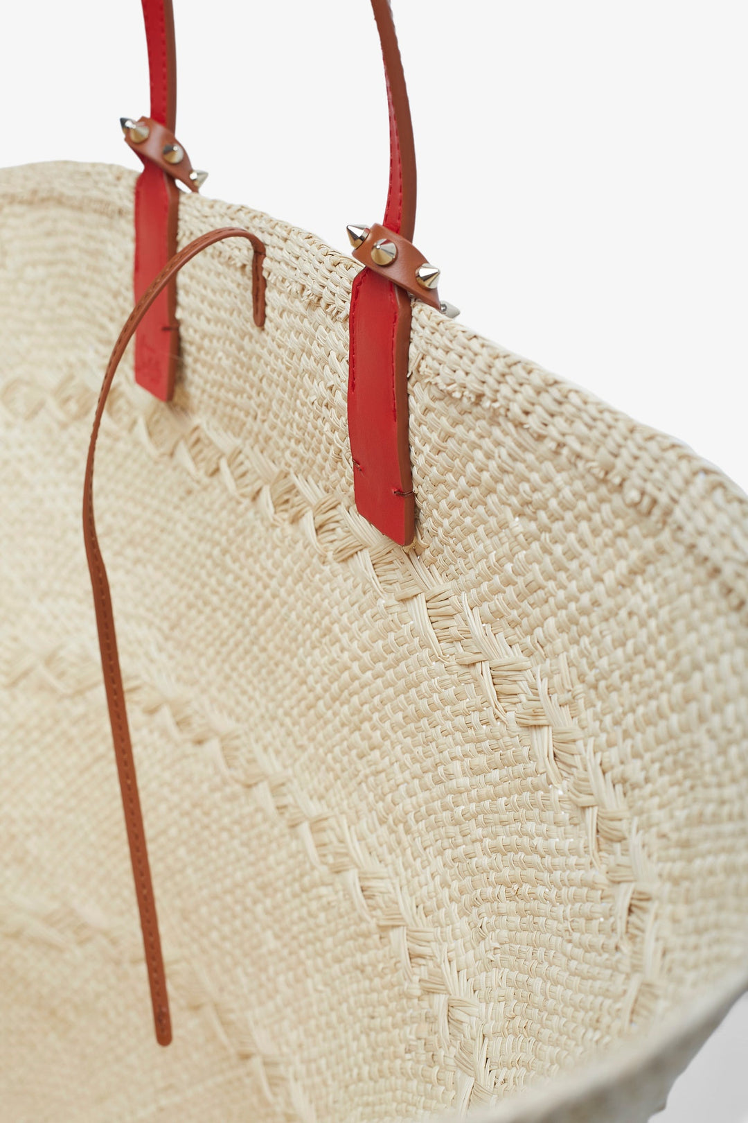 【Christian Louboutin】 Cabata Large raffia tote bag Cabata large - Tote bag - Raffia and calf leather - Natural