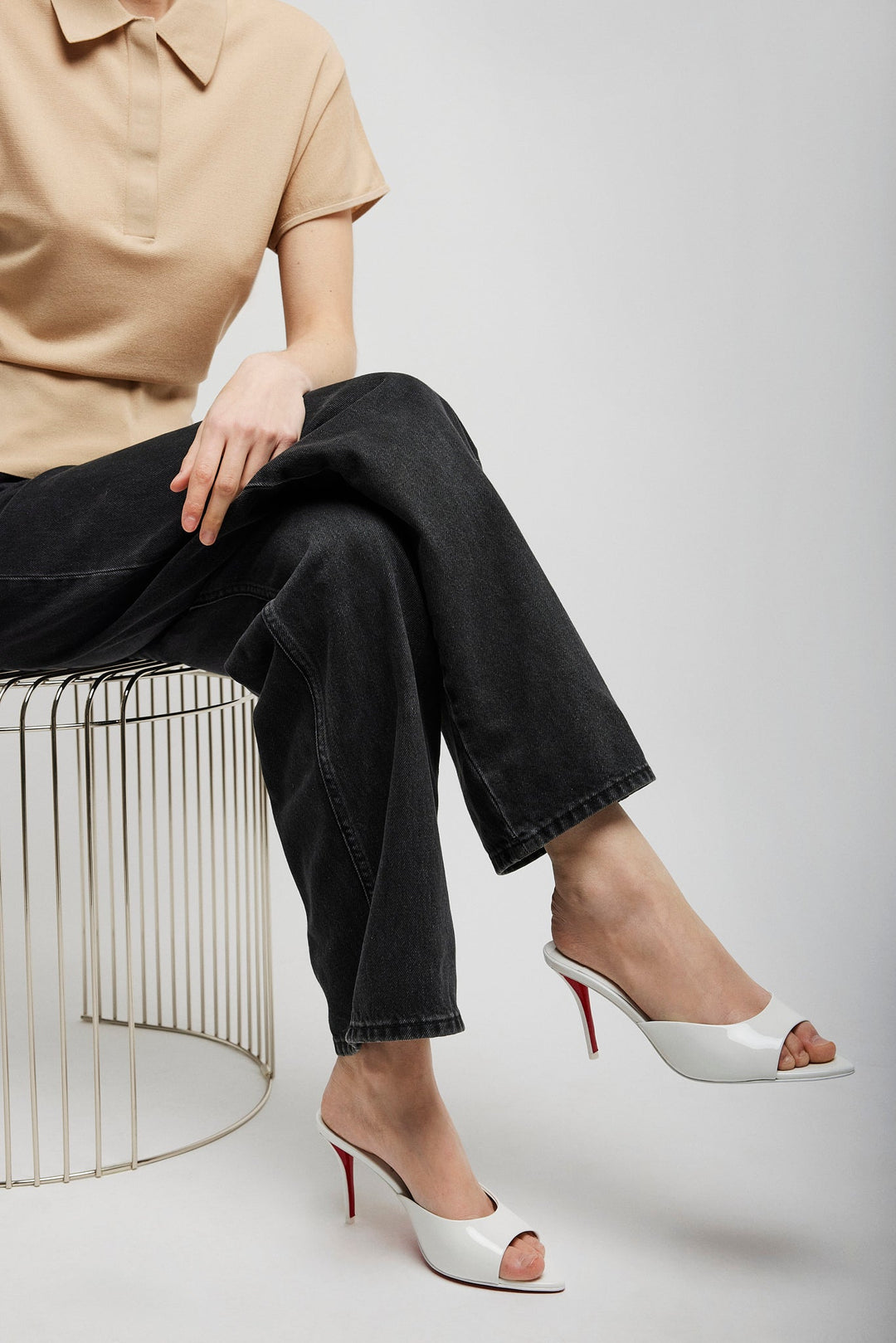 Christian Louboutin | Miss Z 80 white patent mules | Savannahs