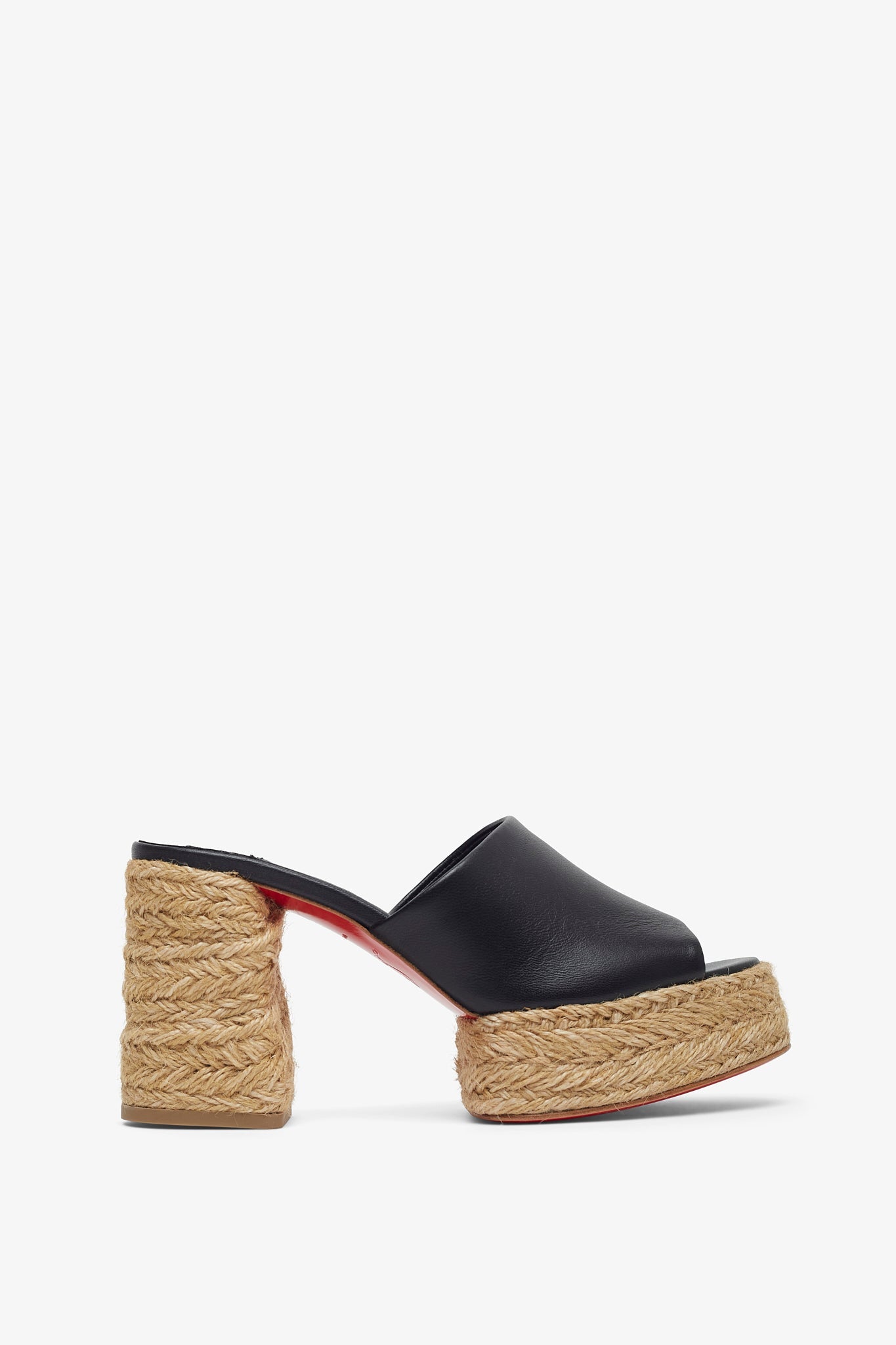 魅惑的 ☆ ルブタン Calakala 85 black leather espadrilles Calakala - 85 mm Espadrilles - Suede and calf leather