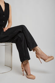 Cassia lace up 100 blush satin pumps