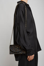 Loubi54 leopard velvet clutch