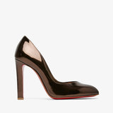 Black high-heeled shoe on a white background