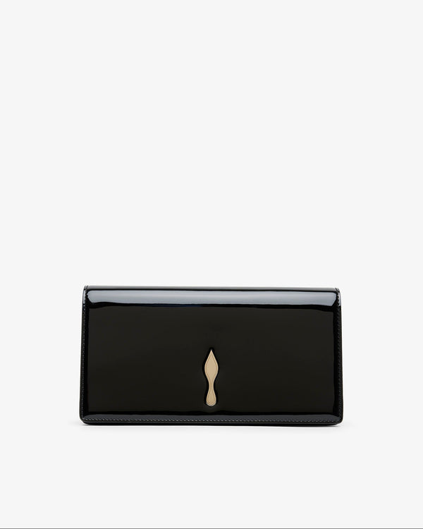 Black wallet with a gold emblem on a white background