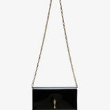 Bettina black patent clutch