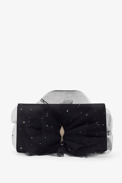 Bettina black bow clutch