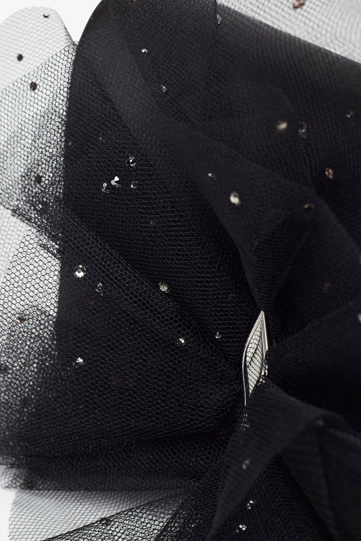 Bettina black bow clutch