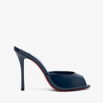 Navy high-heeled shoe on a white background